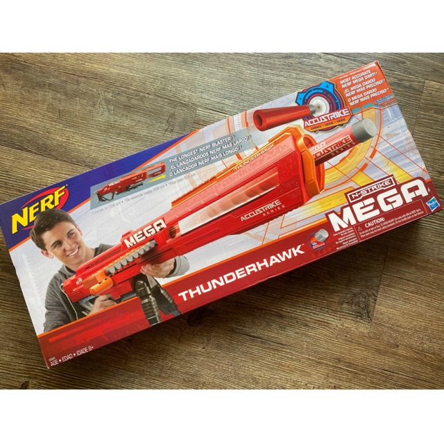 NERF Thunderhawk Nerf AccuStrike Mega Toy Blaster - Longest Nerf Blaster -  10 Official AccuStrike Nerf Mega Darts, 10-Dart Clip, Bipod