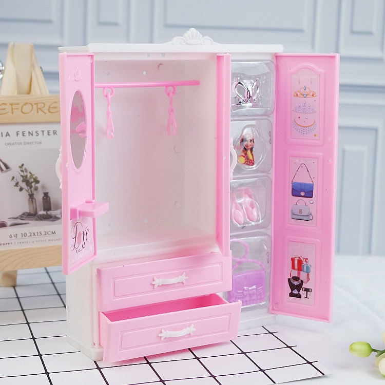 DIY a variety of toys wardrobe wardrobe Lele Barbie doll closet shoe rack girl Playhouse toy drawer cabinet Doll Toy G Shopee Philippines