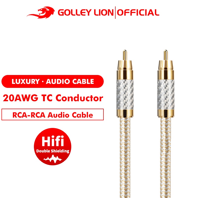 Golley Lion Luxury Series Rca To Rca Cable Car Audio Male To Male Lotus Awg Gold Plated Hifi