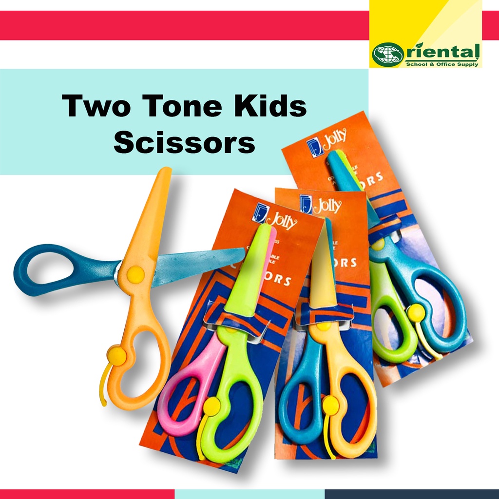W Two Toned Bladeless Scissors for Kids Safe to Use Colorful 2 shades of color Scissor RANDOM