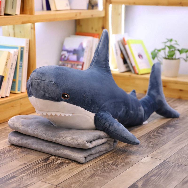 60-140cm soft blue shark plush doll cute 4-color shark Plush Stuffed ...