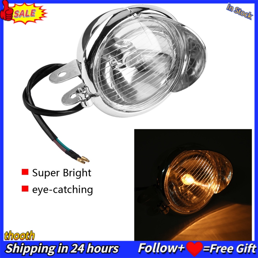Akozon Universal Motorcycle Headlight - DC 12V Retro Style Fog Light, Easy Mount, ABS Housing