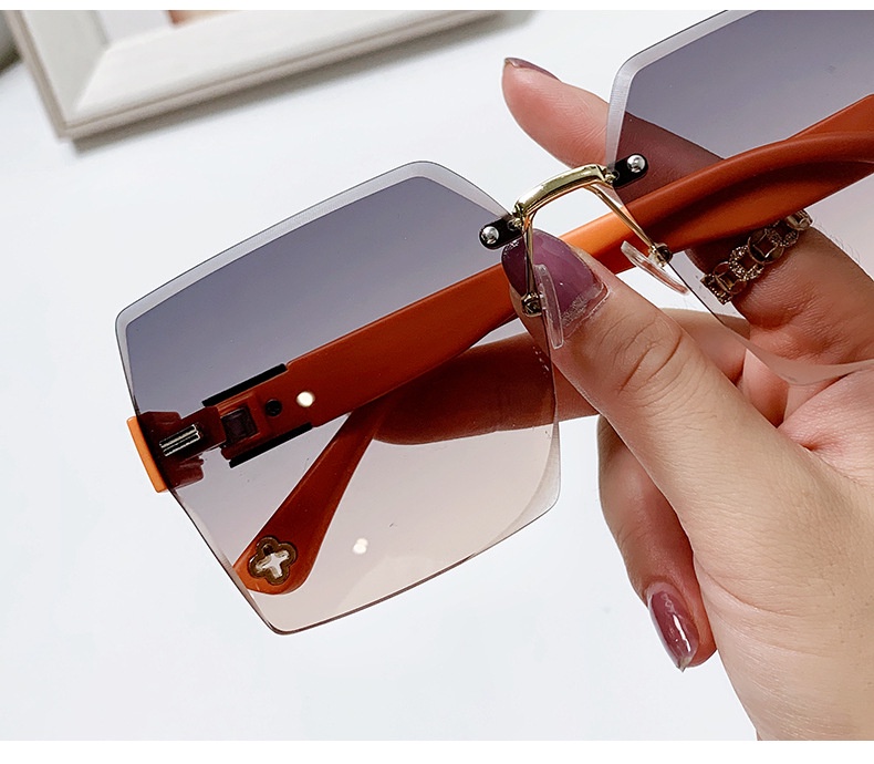 Hf Fashion Square Rimless Sunglasses Korean Style Shades For Women