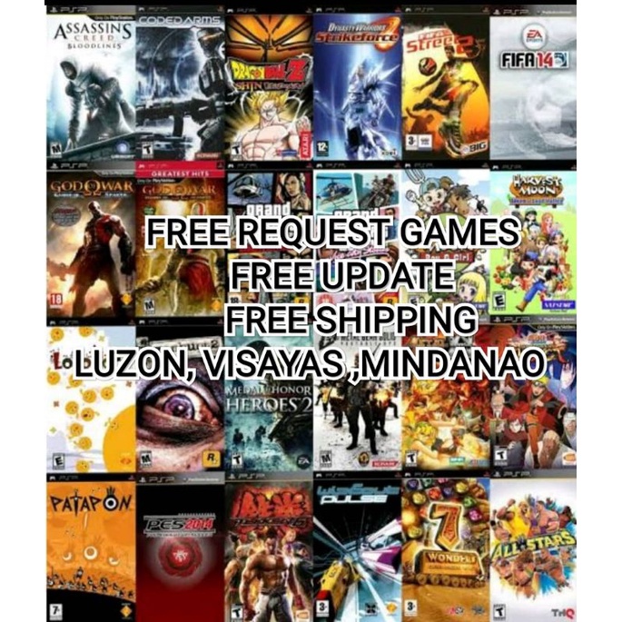 PSP MEMORY CARD SET (FREE SHIPPING NA!,,FREE UPDATE,FREE REQUEST GAMES ...