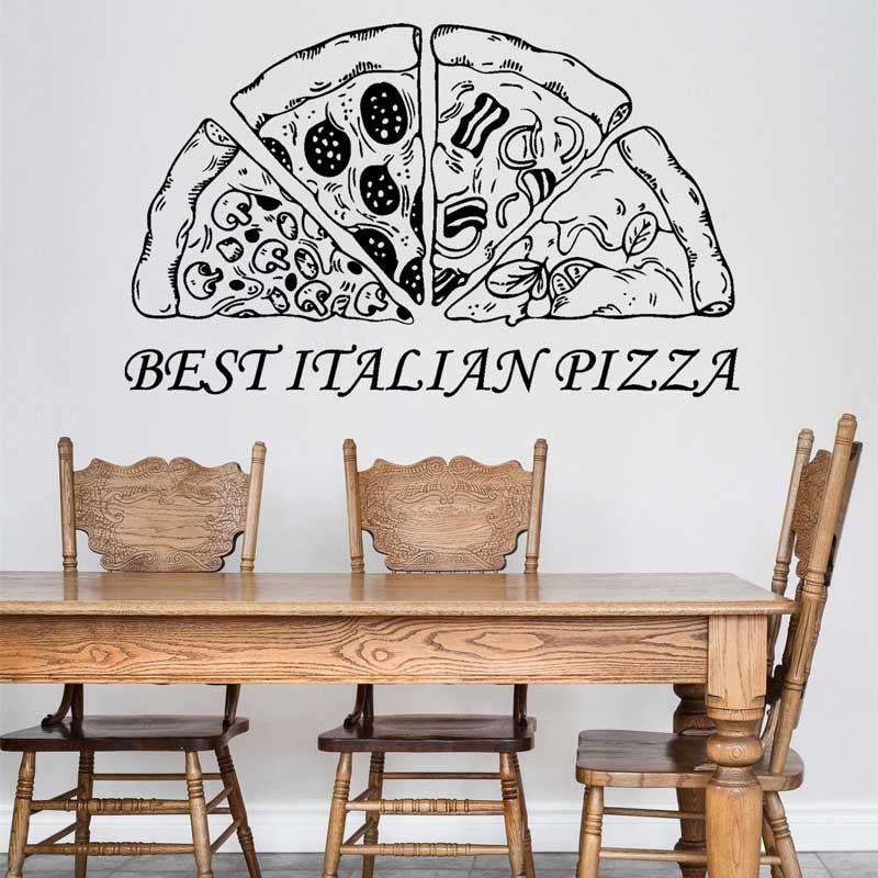 Best Italian Pizza Slice Pizzeria Vinyl Wall Sticker Western Restaurant ...