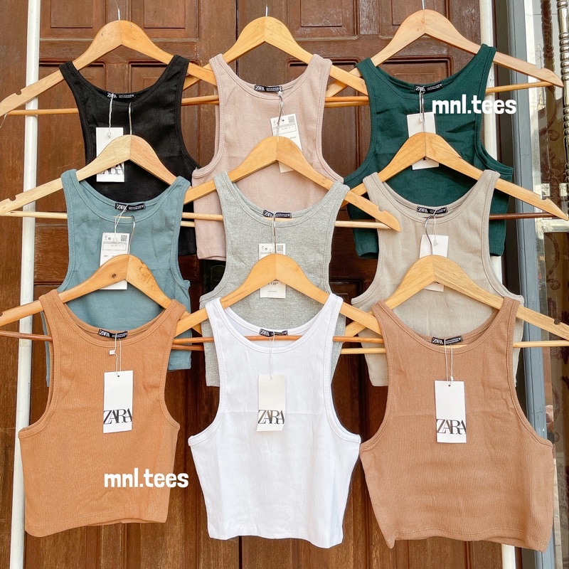 Zara Ribbed Racerback Top (New Colors) | Shopee Philippines