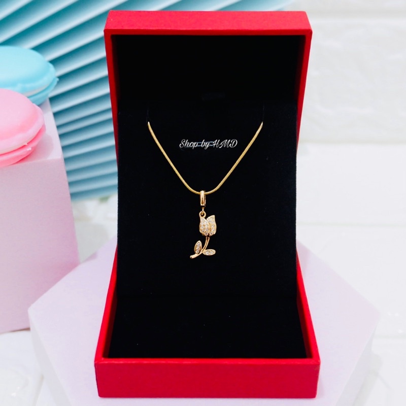 Minimalist Flower Necklace with free box 18K Gold Tala Inspired with free box Shopee Philippines