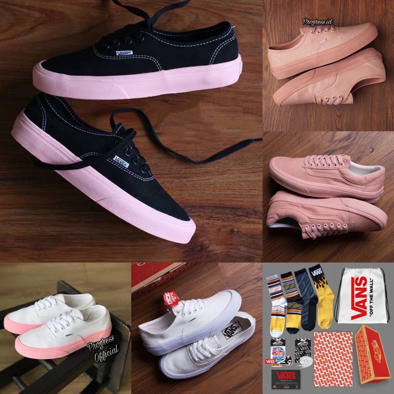 Vans Authentic Shoes full Peace pink Import premium China Shopee