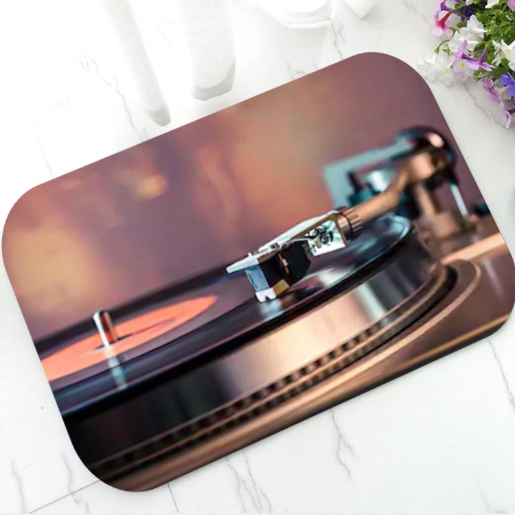 Novelty Vinyl Record Player Door Mat Retro Vintage DJ Turntable