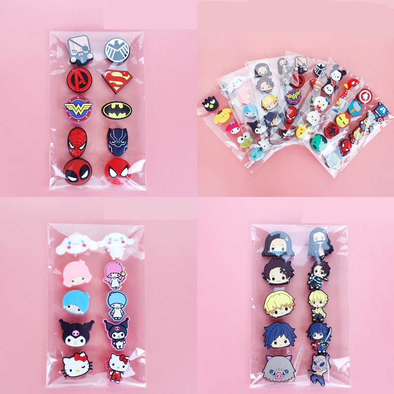 10pcs Cute Demon Slayer Jibbitz Set Avengers Thor Shoe Charms Iron Man
