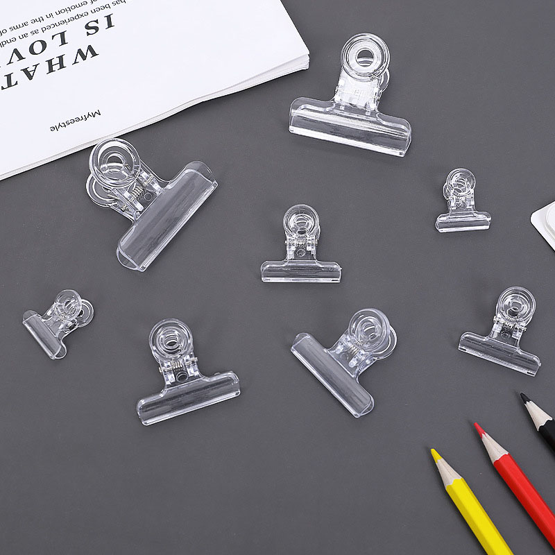 Creative Transparent Plastic File Clip Simple Office Clip Paper Clip ...