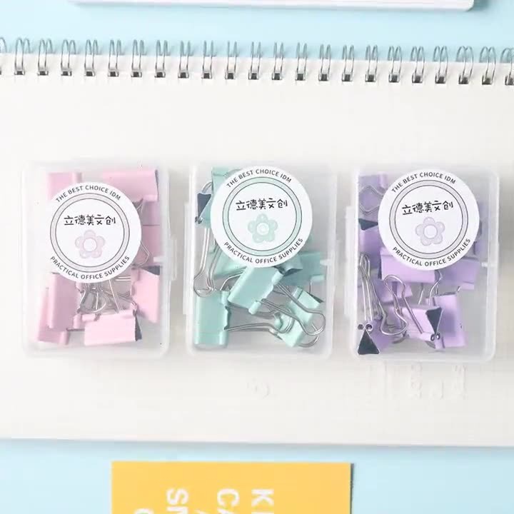 [#PT003] 8PCS/box 19mm Macaroon Color Office School Supplies Bull Clip ...