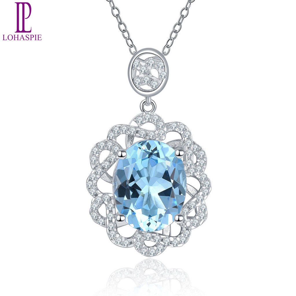 3.95ct Blue Topaz 925 Sterling Silver Pendant Necklace for Women ...
