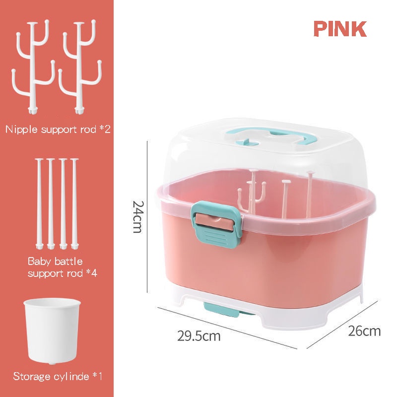 Baby Bottle Storage Box with Cover Nursing Bottle Drying Rack Baby