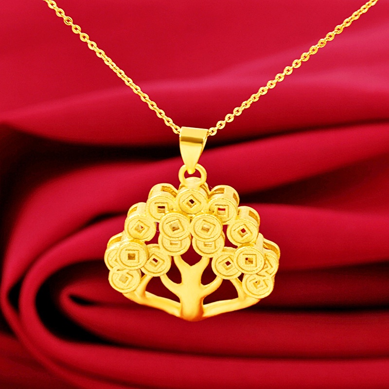 Imitation Gold Shaking Money Tree Pendant Color Fashion Necklace