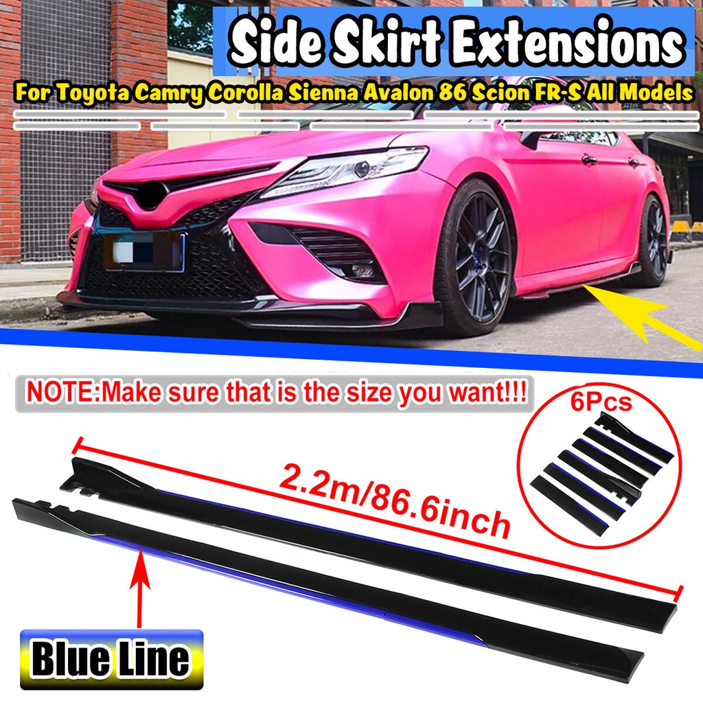 2.2M Car Side Skirt Extensions Rocker Panel Body Kit Side Skirt Bumper Splitters Winglet For