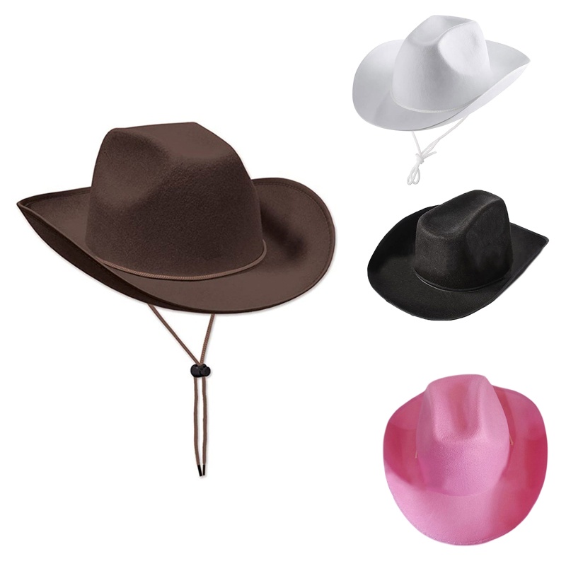 blg Fashion Vintage Cowboy Hat Western Style Large Brim Hat Hats Fedora ...