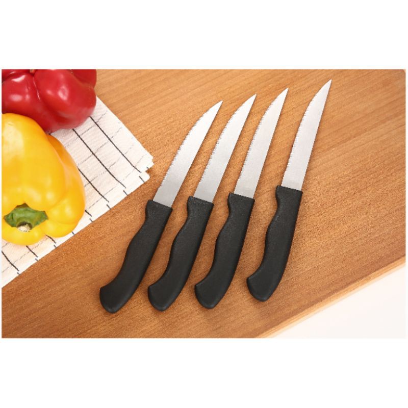 Mainstays 4-Piece Steak Knife Set with Black Soft Grip Handles