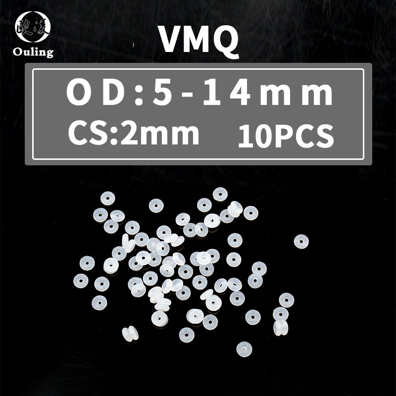10PCS/Lot White Silicone Rubber O Ring CS 2mm Thickness OD5/6/7/8/9/10