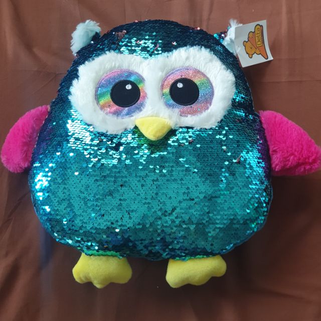 Sequin owl outlet pillow