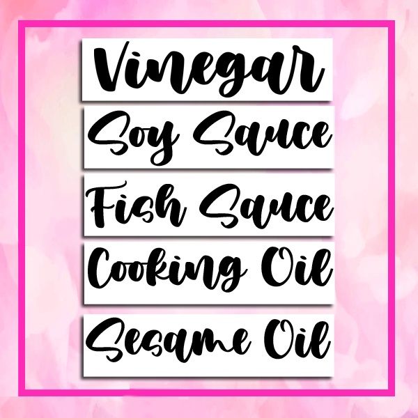 STICKER LABELS for CONDIMENTS (BOTTLES & JARS NOT INCLUDED) Shopee