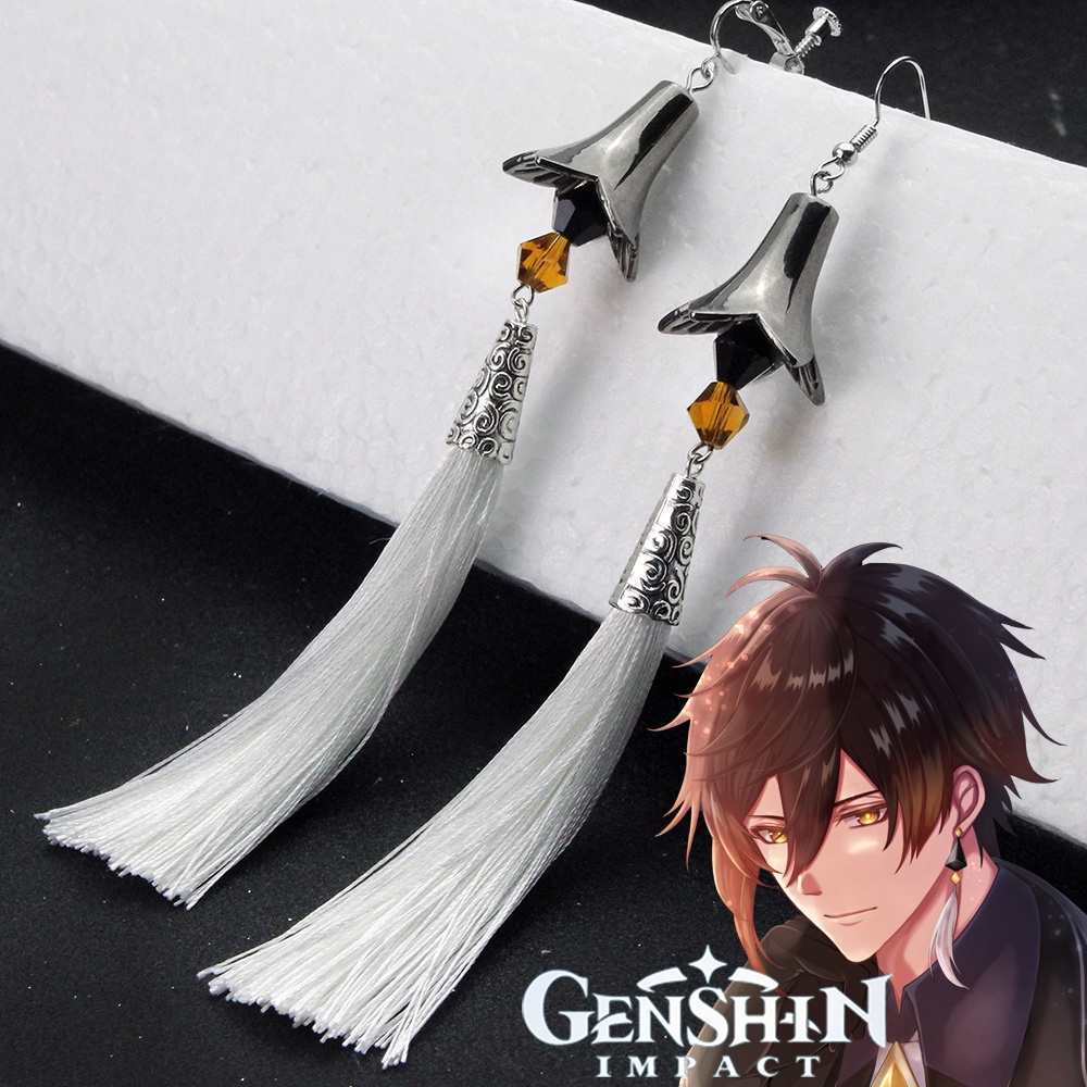 Genshin Impact Earrings Ear Clip Xiao Zhongli Tartaglia Cosplay Pendant
