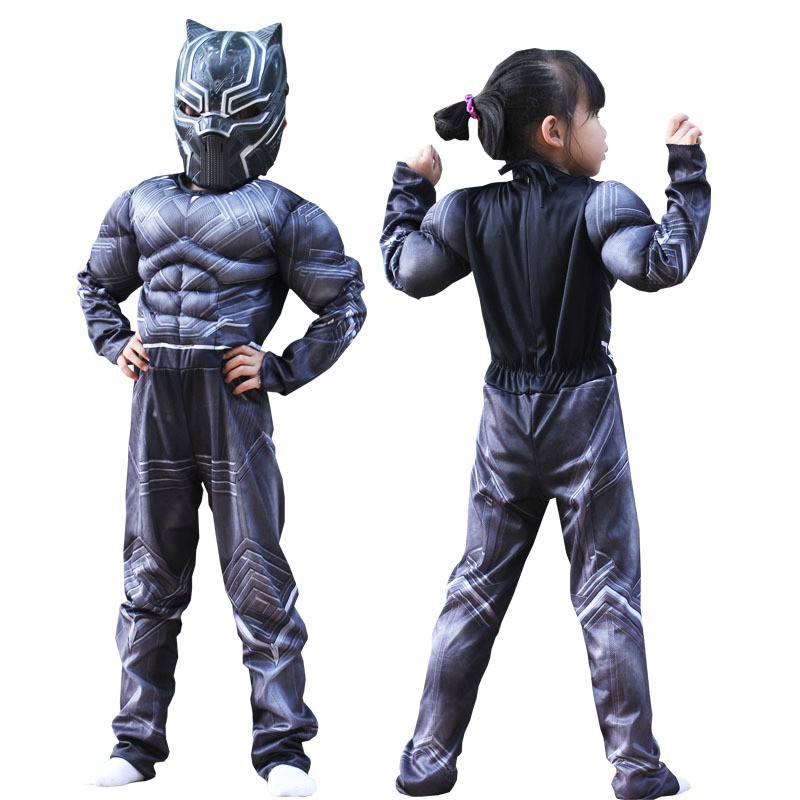 Kids Black Panther Muscle Costume Civil War American Captain 3 Cosplay Superhero T 