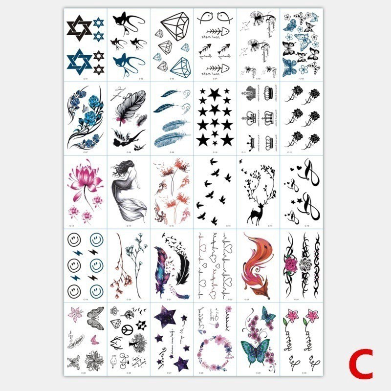 30pcs Temporary Tattoo Sticker Waterproof And Cute Sticker English Letter