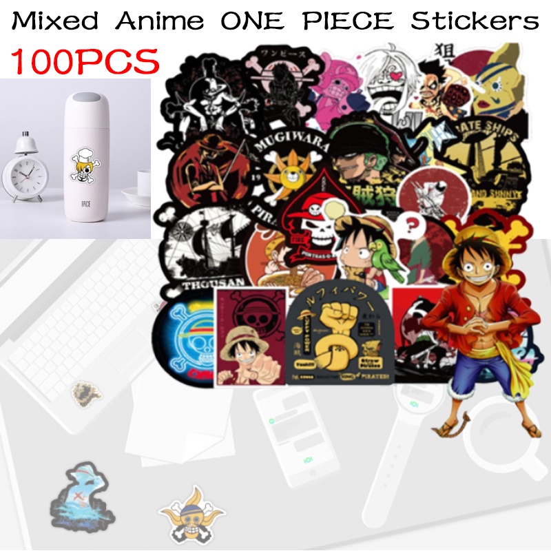 100PCS Mixed Anime ONE PIECE Stickers Skateboard Fridge Phone Guitar ...