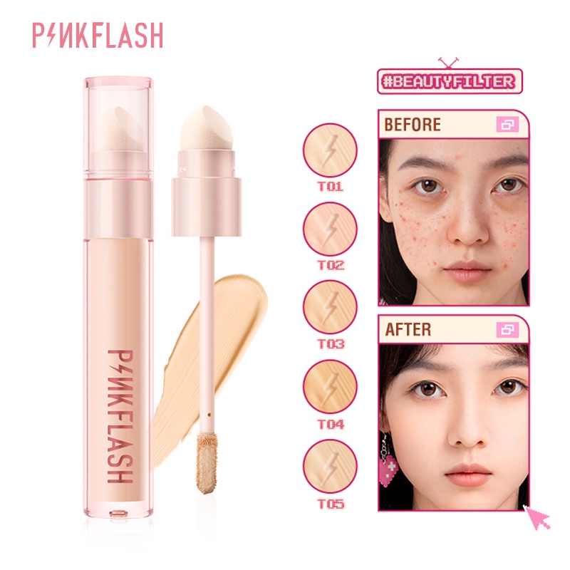 PINKFLASH Waterproof Liquid Lasting Matte Concealer Sponge Brush HD ...