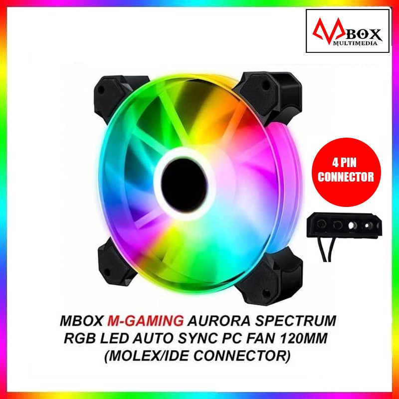 MBOX M-GAMING F23-ARC AURORA SPECTRUM Auto RGB LED Sync PC Fan 120mm ...