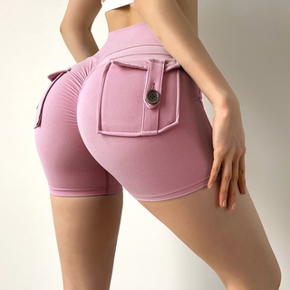 Nude Color Three-point Pants Sexy Yoga Pants Women's High Waist Butt Lift  Net Red Peach Hip Sports Shorts Fitness Pants XL