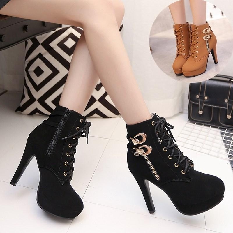 Women's Pointed Toe Lace-up High Heels, Sexy Black Buckle Belt Stiletto  Heels Boots, Cross Strap Sandals