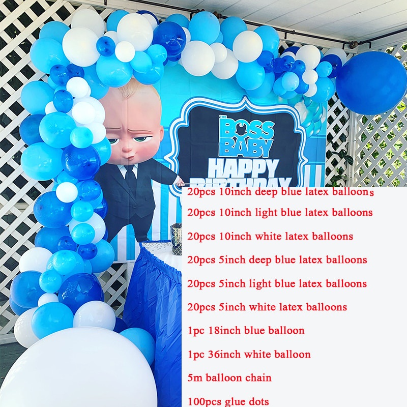 124pcs/set Cartoon boss Baby Birthday Party Theme Foil Helium Balloons ...