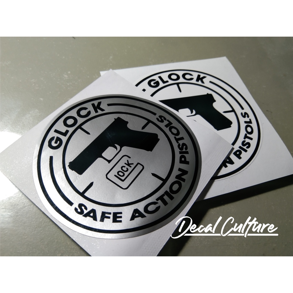 GLOCK LOGO STICKER DECALS 2 Colors Available (white & silver) Shopee Philippines