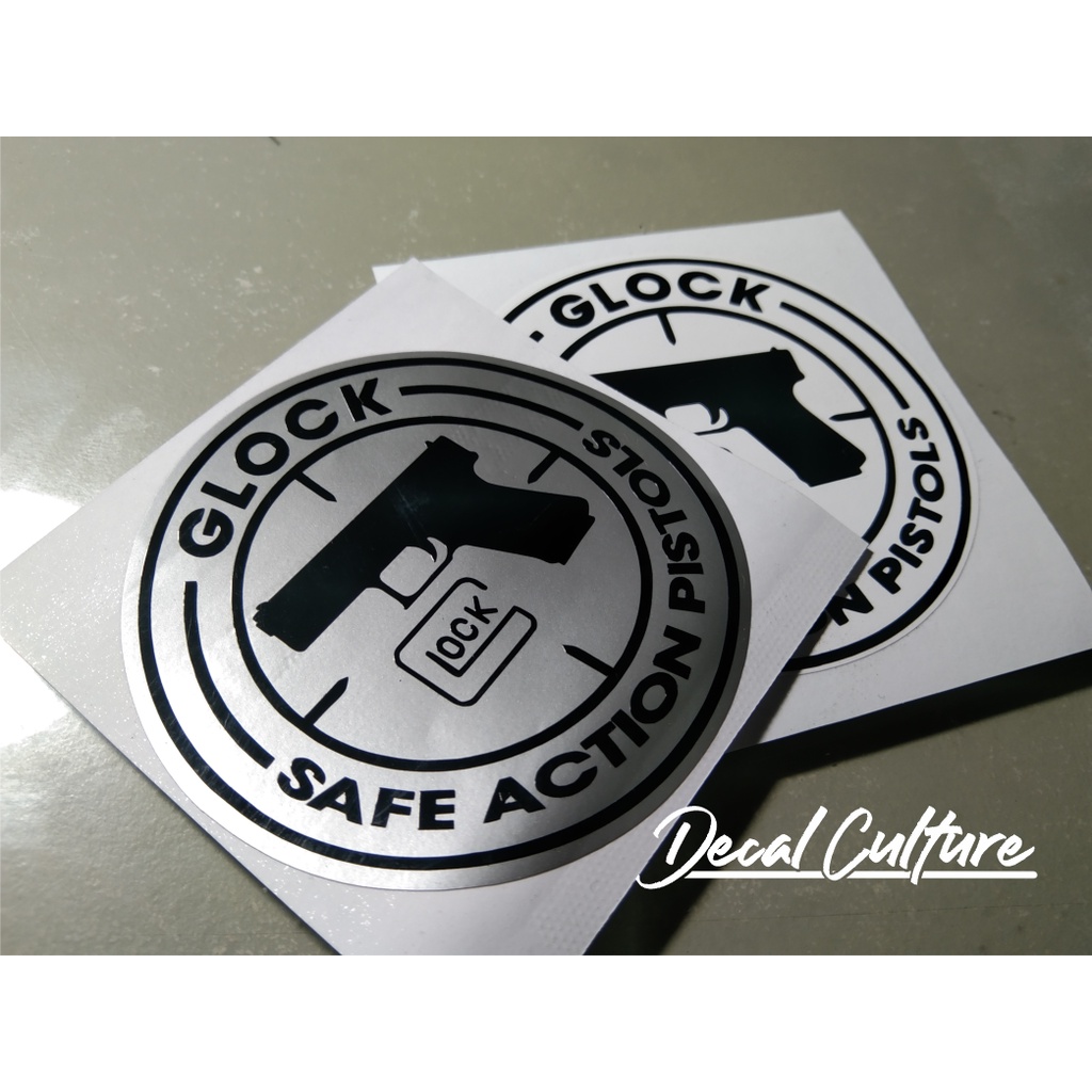 Glock Logo Sticker Decals 2 Colors Available White And Silver Shopee Philippines 5160