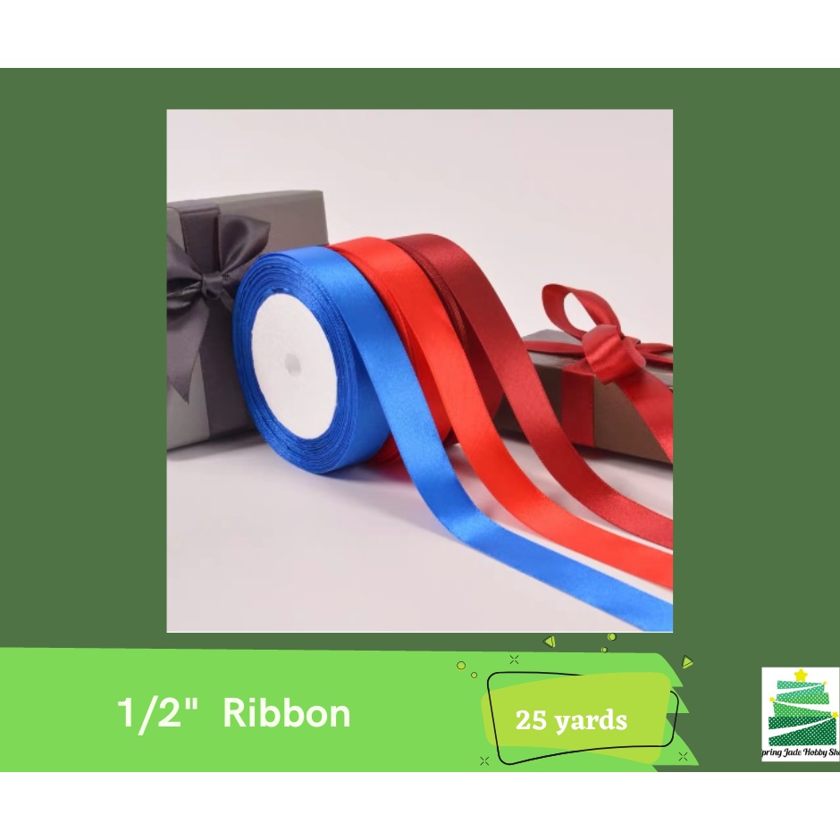 Spring Jade: Satin Ribbon 1/2 inch double edge (1 Roll: 25 yards ...