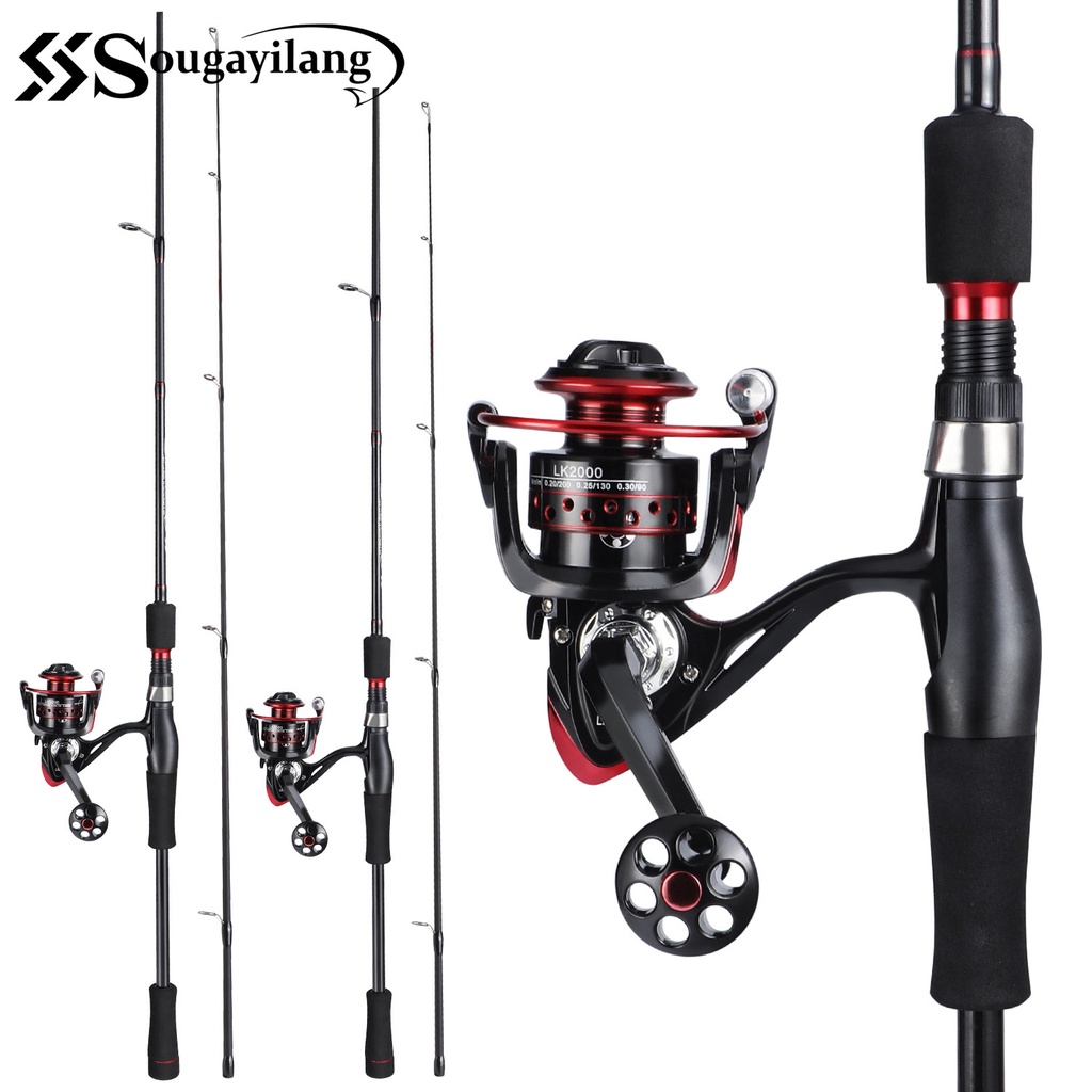Sougayilang Fishing Set 1.8m/5.9ft-2.1m/6.9ft Spinning Rod 2000-5000 13bb  5.2:1 Reel Fishing