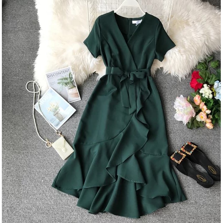 Emerald green casual dress best sale