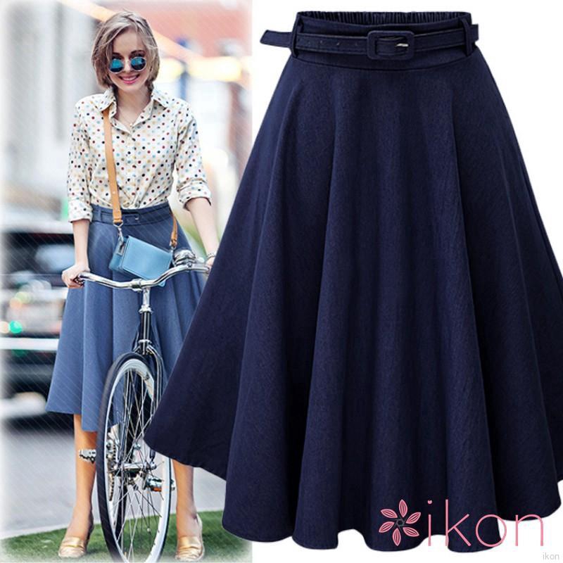 High waisted outlet knee length skirt