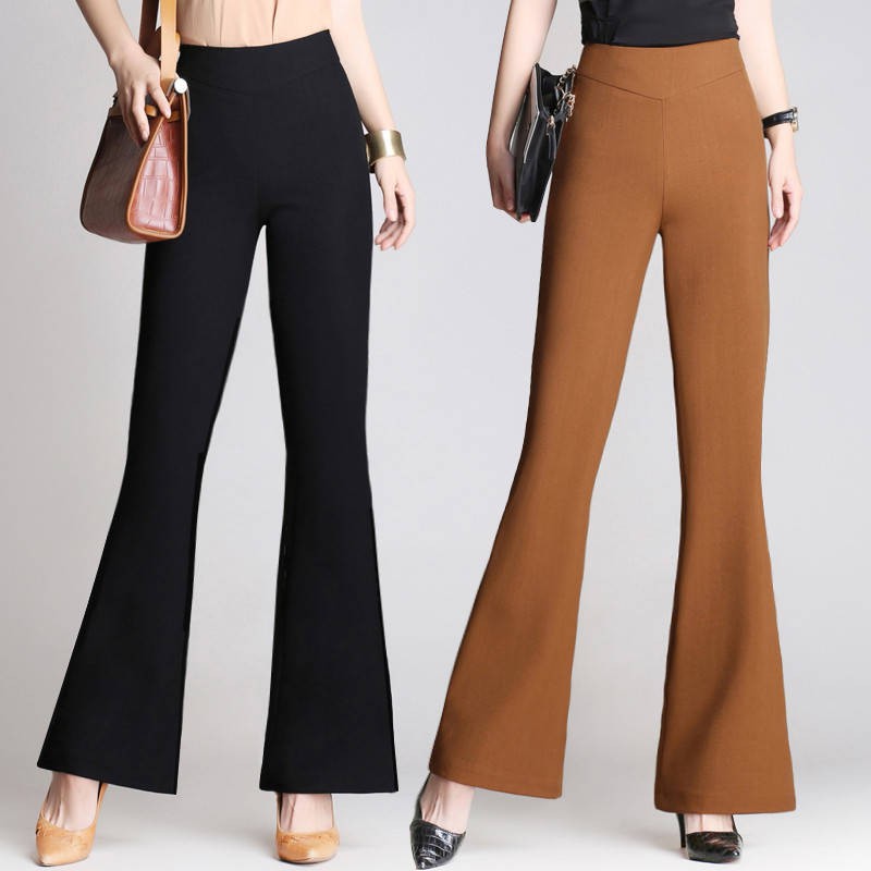 READY STOCK Women Flared Wide Leg Pants Bell Bottom Trousers Long Pants