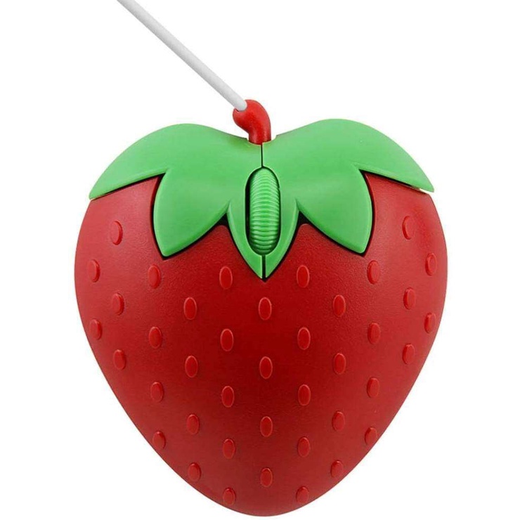 3C Light USB Wired Mouse Cute Fruit Strawberry Shape Portable Mini ...