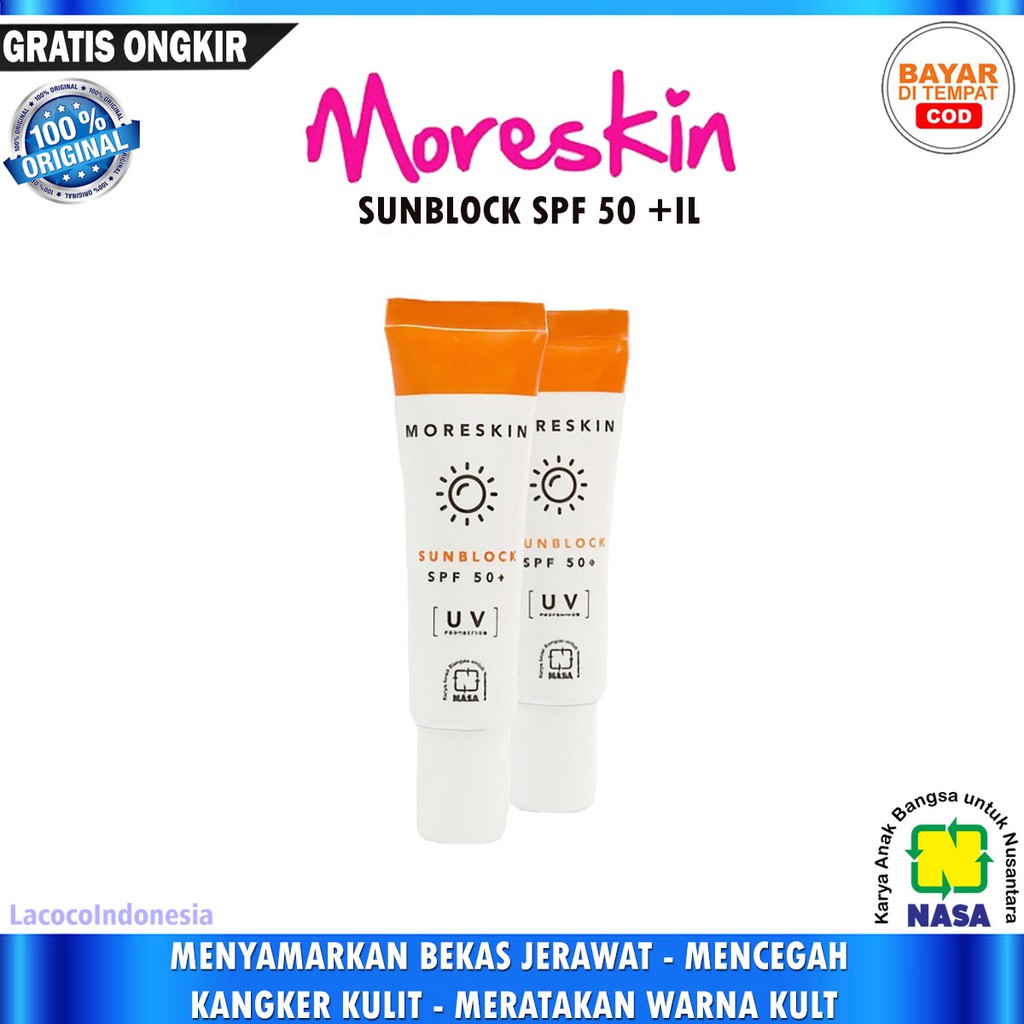 Sunblock MORESKIN SPF 50 + Connection Acne Scars - Prevening Skin ...
