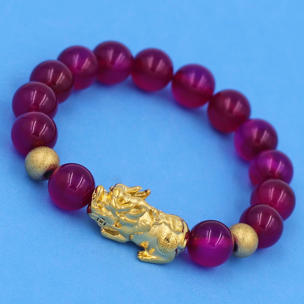 10mm pink feng shui bracelet with stainless steel pixiu VTTAHTHVHB10 ...