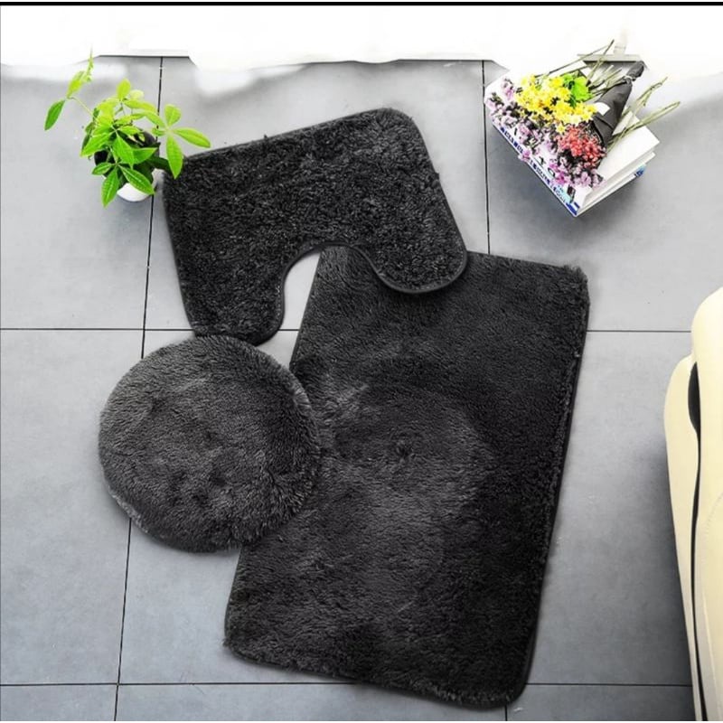 New 3in1 Bathroom Rug Set Bath Mat Anti Slip Soft Fluffy (50*80cm) # ...