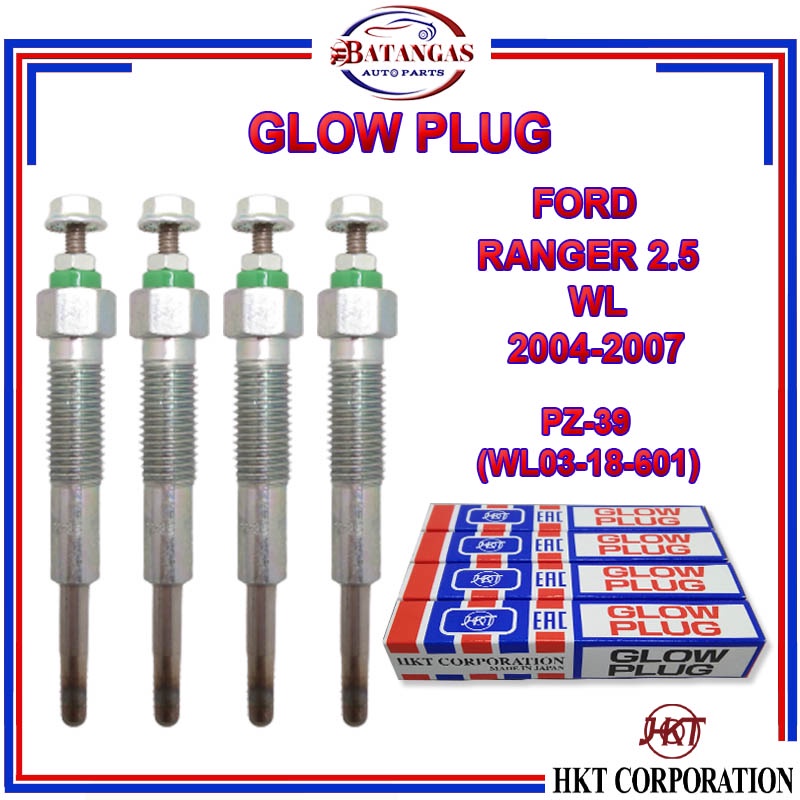 GLOW PLUG / HEATER PLUG (4pcs.) for FORD RANGER 2.5 WL (20042007) PZ