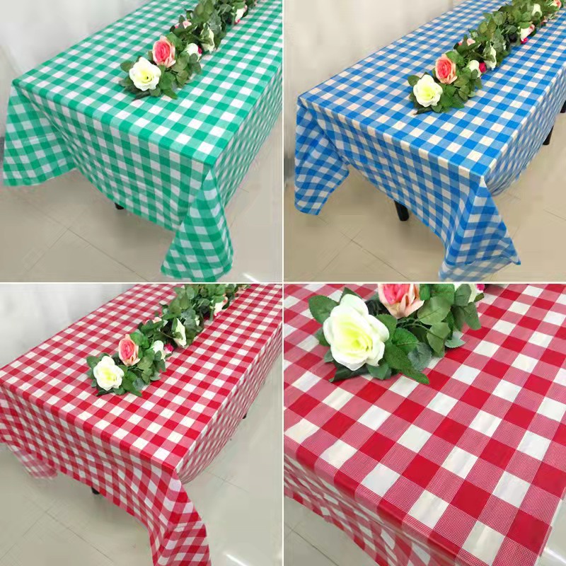 6Seater Tablecloth Plastic Checkered Picnic Table Cover for Rectangle