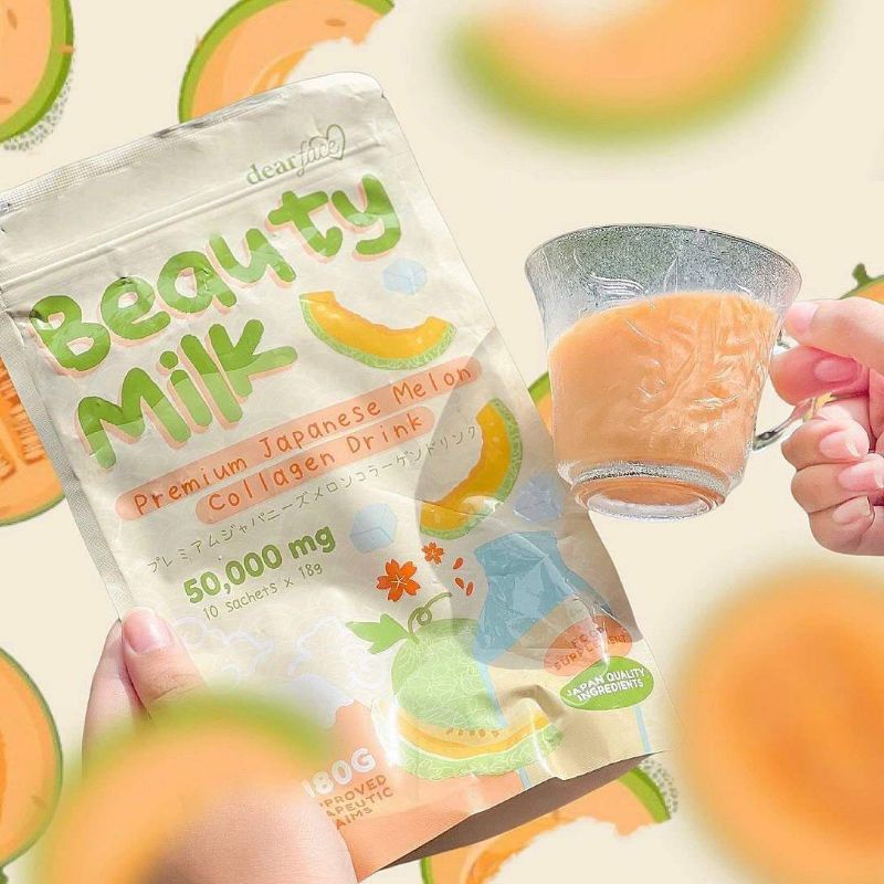 Dear Face Beauty Milk Premium Japanese Melon Collagen Drink (10 sachets