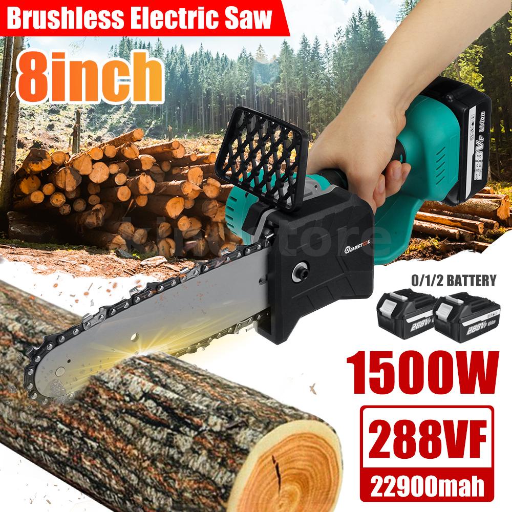 MUSTOOL 8 inch Cordless Electric Chainsaw Rechargeable One-Hand Wood ...