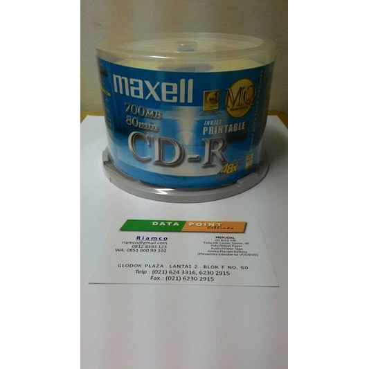 Cdr Maxell Printable/CD-R Maxell PW/Inkjet Printable Tube 50 | Shopee ...